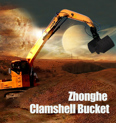 Excavatrice hydraulique Clamshell Bucket, double seau de bloc supérieur de cylindres pour l'excavatrice