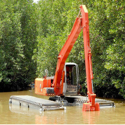 Long boom de portée de 14 mètres pour l'amphibie d'excavatrice de nettoyage de rivière