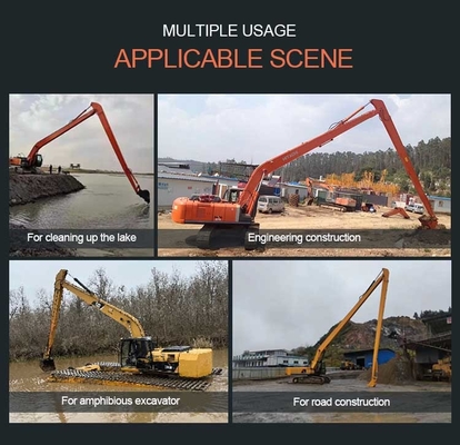Portée personnalisée de l'excavateur à longue portée, OEM ODM 8-30 mètres bras de rampe étendu pour CAT Hitachi 6-120 tonnes Excavator Long Arms