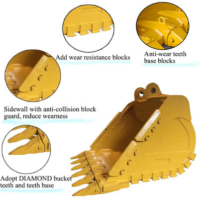 Durée de vie plus longue Seau pour excavateur Seau de roche pour chat hitachi komatsu